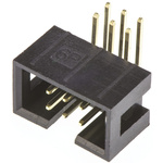 Amphenol T821 Series Right Angle Through Hole PCB Header, 6 Contact(s), 2.54mm Pitch, 2 Row(s), Shrouded