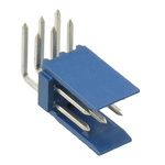 TE Connectivity AMPMODU HE14 Series Right Angle Through Hole PCB Header, 6 Contact(s), 2.54mm Pitch, 2 Row(s), Shrouded