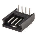 TE Connectivity AMPMODU MOD II Series Right Angle Through Hole PCB Header, 4 Contact(s), 2.54mm Pitch, 1 Row(s),