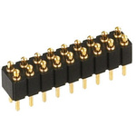 Preci-Dip Straight Through Hole Spring Loaded Connector, 20 Contact(s), 2.54mm Pitch, 2 Row(s), Shrouded
