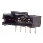 TE Connectivity AMPMODU MTE Series Right Angle Through Hole PCB Header, 5 Contact(s), 2.54mm Pitch, 1 Row(s), Shrouded