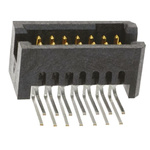 Samtec TFM Series Right Angle Through Hole PCB Header, 10 Contact(s), 1.27mm Pitch, 2 Row(s), Shrouded