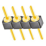 Samtec TS Series Straight Through Hole Pin Header, 4 Contact(s), 2.54mm Pitch, 1 Row(s), Unshrouded
