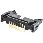 Amphenol T816 Series Right Angle Through Hole PCB Header, 16 Contact(s), 2.54mm Pitch, 2 Row(s), Shrouded