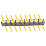 Samtec TS Series Straight Through Hole Pin Header, 9 Contact(s), 2.54mm Pitch, 1 Row(s), Unshrouded