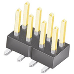 Samtec TSM Series Straight Surface Mount Pin Header, 8 Contact(s), 2.54mm Pitch, 2 Row(s), Unshrouded