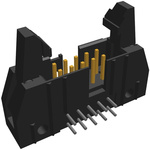 TE Connectivity AMP-LATCH Series Right Angle Through Hole PCB Header, 10 Contact(s), 2.54mm Pitch, 2 Row(s), Shrouded