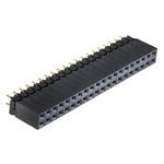 Samtec Straight Through Hole Mount PCB Socket, 40-Contact, 2-Row, 2.54mm Pitch, Solder Termination