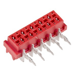 TE Connectivity Micro-MaTch Series Right Angle Through Hole Mount PCB Socket, 10-Contact, 2-Row, 2.54mm Pitch, Solder