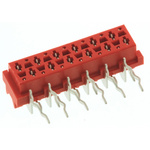 TE Connectivity Micro-MaTch Series Right Angle Through Hole Mount PCB Socket, 12-Contact, 2-Row, 2.54mm Pitch, Solder