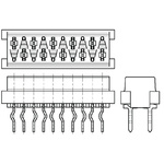 TE Connectivity Micro-MaTch Series Straight Through Hole Mount PCB Socket, 16-Contact, 2-Row, 2.54mm Pitch, Solder
