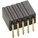 HARWIN Right Angle Through Hole Mount PCB Socket, 10-Contact, 2-Row, 1.27mm Pitch, Solder Termination
