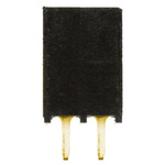 Samtec SSQ Series Straight Through Hole Mount PCB Socket, 2-Contact, 1-Row, 2.54mm Pitch, Solder Termination