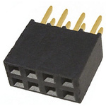 Samtec SSQ Series Straight Through Hole Mount PCB Socket, 8-Contact, 2-Row, 2.54mm Pitch, Solder Termination