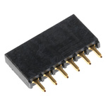 Samtec SSQ Series Straight Through Hole Mount PCB Socket, 6-Contact, 1-Row, 2.54mm Pitch, Solder Termination