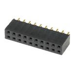 Samtec SSQ Series Straight Through Hole Mount PCB Socket, 20-Contact, 2-Row, 2.54mm Pitch, Solder Termination