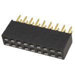 Samtec SSQ Series Straight Through Hole Mount PCB Socket, 18-Contact, 2-Row, 2.54mm Pitch, Solder Termination