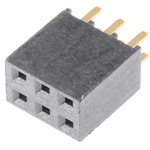 Samtec SSW Series Straight Through Hole Mount PCB Socket, 6-Contact, 2-Row, 2.54mm Pitch, Solder Termination