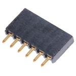 Samtec SSW Series Straight Through Hole Mount PCB Socket, 6-Contact, 1-Row, 2.54mm Pitch, Solder Termination