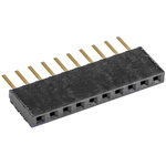 Samtec SSW Series Straight Through Hole Mount PCB Socket, 10-Contact, 1-Row, 2.54mm Pitch, Solder Termination