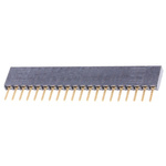 Samtec SSW Series Straight Through Hole Mount PCB Socket, 20-Contact, 1-Row, 2.54mm Pitch, Solder Termination
