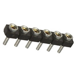 Samtec SL Series Straight Through Hole Mount PCB Socket, 6-Contact, 1-Row, 2.54mm Pitch, Solder Termination
