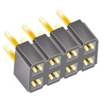 Samtec SLW Series Straight Through Hole Mount PCB Socket, 8-Contact, 2-Row, 2.54mm Pitch, Solder Termination