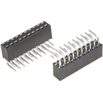 Samtec SQT Series Right Angle Through Hole Mount PCB Socket, 20-Contact, 2-Row, 2mm Pitch, Solder Termination