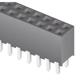 Samtec SQW Series Straight Through Hole Mount PCB Socket, 20-Contact, 2-Row, 2mm Pitch, Solder Termination