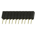 Samtec SSA Series Straight Through Hole Mount PCB Socket, 10-Contact, 1-Row, 2.54mm Pitch, Solder Termination