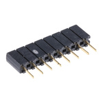 Samtec SSA Series Straight Through Hole Mount PCB Socket, 8-Contact, 1-Row, 2.54mm Pitch, Solder Termination