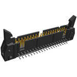 TE Connectivity AMP-LATCH Series Right Angle Through Hole PCB Header, 40 Contact(s), 2.54mm Pitch, 2 Row(s), Shrouded