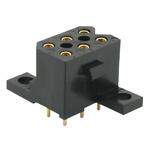 Souriau SMS Series Straight PCB Mount PCB Socket, 6-Contact, 2-Row, 5.08mm Pitch, Solder Termination