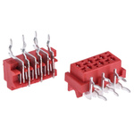 TE Connectivity Micro-MaTch Series Right Angle Through Hole Mount PCB Socket, 6-Contact, 2-Row, 2.54mm Pitch, Solder