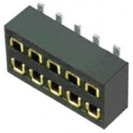 HARWIN Straight Surface Mount PCB Socket, 10-Contact, 2-Row, 1.27mm Pitch, Solder Termination