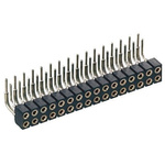 Preci-Dip 833 Series Right Angle PCB Mount PCB Socket, 20-Contact, 2-Row, 2mm Pitch, Solder Termination