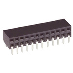 TE Connectivity AMPMODU MOD II Series Right Angle Through Hole Mount PCB Socket, 10-Contact, 2-Row, 2.54mm Pitch,