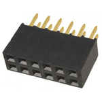 Samtec SSQ Series Straight Through Hole Mount PCB Socket, 12-Contact, 2-Row, 2.54mm Pitch, Solder Termination