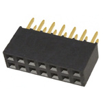 Samtec SSQ Series Straight Through Hole Mount PCB Socket, 14-Contact, 2-Row, 2.54mm Pitch, Solder Termination