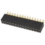 Samtec SSQ Series Straight Through Hole Mount PCB Socket, 30-Contact, 2-Row, 2.54mm Pitch, Solder Termination