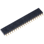 Samtec SSQ Series Straight Through Hole Mount PCB Socket, 20-Contact, 1-Row, 2.54mm Pitch, Solder Termination