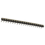 Samtec SL Series Straight Through Hole Mount PCB Socket, 20-Contact, 1-Row, 2.54mm Pitch, Solder Termination