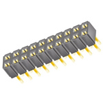 Samtec SLW Series Straight Through Hole Mount PCB Socket, 20-Contact, 2-Row, 2.54mm Pitch, Solder Termination