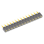 Samtec SLW Series Straight Through Hole Mount PCB Socket, 14-Contact, 1-Row, 2.54mm Pitch, Solder Termination