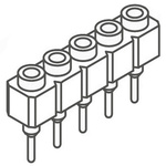 Samtec SS Series Straight Through Hole Mount PCB Socket, 5-Contact, 1-Row, 2.54mm Pitch, Solder Termination
