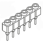 Samtec SS Series Straight Through Hole Mount PCB Socket, 6-Contact, 1-Row, 2.54mm Pitch, Solder Termination
