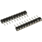 Samtec SS Series Straight Through Hole Mount PCB Socket, 12-Contact, 1-Row, 2.54mm Pitch, Solder Termination
