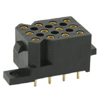 Souriau SMS Series Straight PCB Mount PCB Socket, 12-Contact, 4-Row, 5.08mm Pitch, Solder Termination