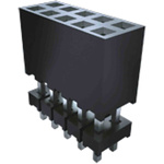 Samtec ESQT Series Straight Through Hole Mount PCB Socket, 10-Contact, 2-Row, 2mm Pitch, Solder Termination
