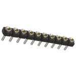 Samtec SL Series Straight Through Hole Mount PCB Socket, 10-Contact, 1-Row, 2.54mm Pitch, Solder Termination